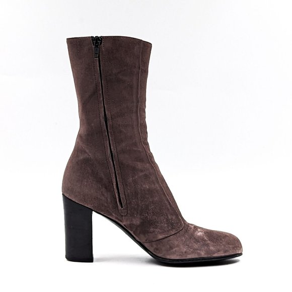 Enrico Antinori Women Smooth Grey Suede Dressy Mid Calf Round Boots Sz 7US EUR37 - Picture 12 of 12